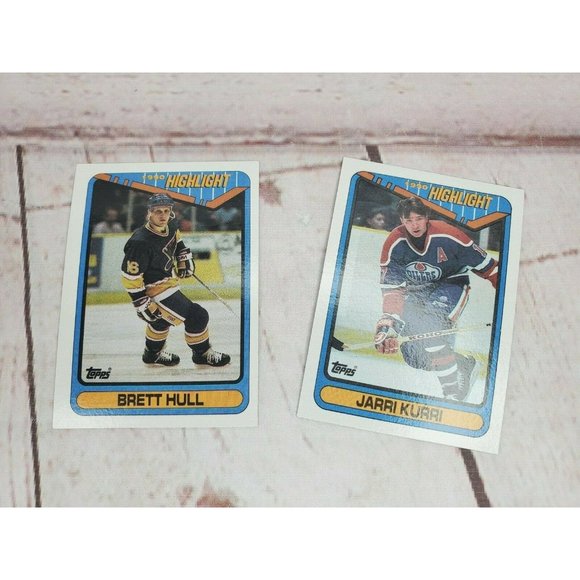 1990 Highlight Jarri Kurri & Brett Hull #4 And #5 Hockey Topps Card - Picture 2 of 7